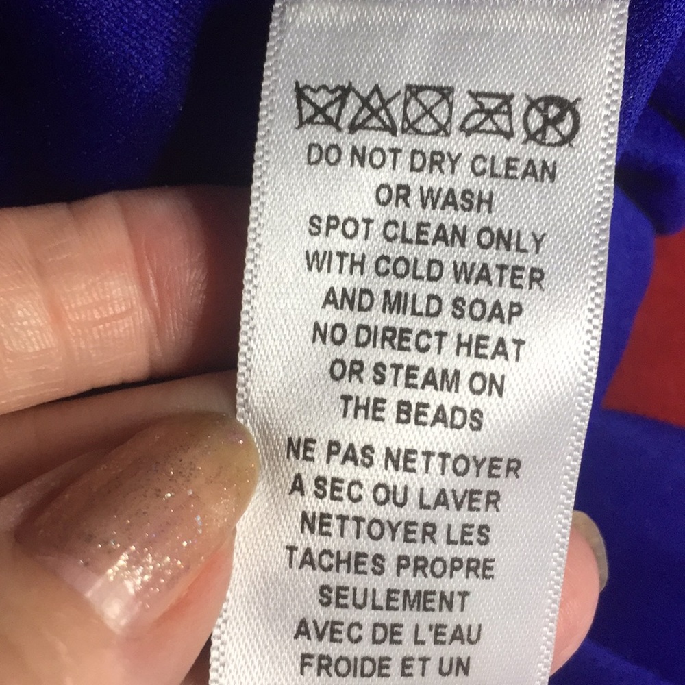 VTG Y2K Halley Logan Royal Blue Crisscross Beaded Halter Dress. Worn Once - Picture 16 of 16